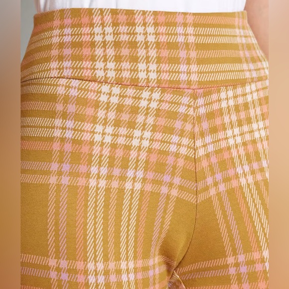ModCloth women’s size large studying chic leggings mustard checkered - Picture 2 of 8